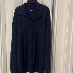 NAADAM 100% Cashmere Men's Navy Polo-Collar Sweater